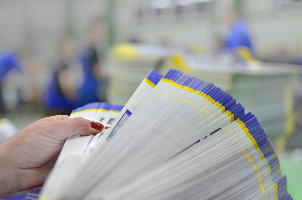 stack of booklets after printing